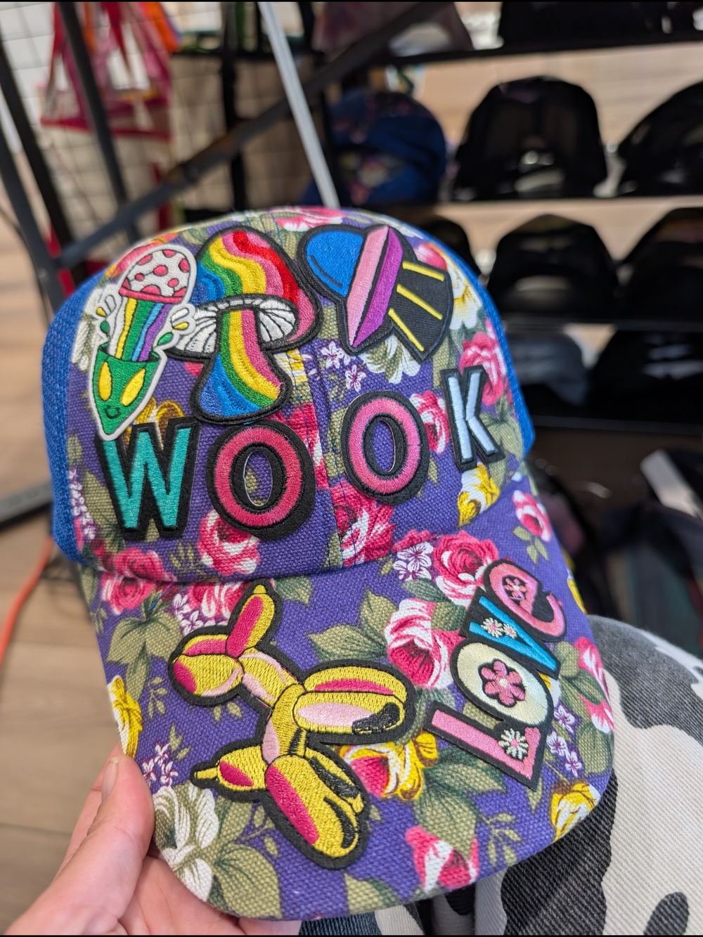 Wook Embroidered Floral Patch Baseball Cap - Purple